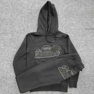 Wielka Brytania projektant Trapstar Tracksuit Mężczyźni Widcard Zip-Black /Monochrome 1 Najwyższej jakości haftowane kobiety z kapturem spodne