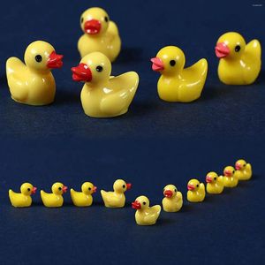 Estatuetas decorativas 100/200 PCS Mini Patos de Resina Ornamento Amarelo Pequenos Duckies Personagens em Miniatura Fada Jardim Paisagem Decoração de Aquário