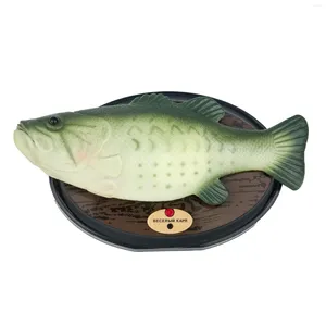 Decorative Figurines Electronic Singing Plastic Fish Big Mouth Bass Battery Powered Robot Simulation Fishes Novelty Spoof Halloween
