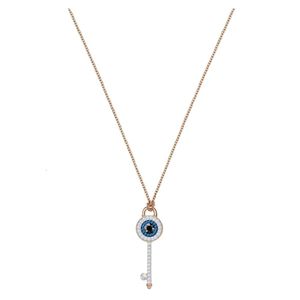 Swarovski Naszyjnik Designer Kobiety Oryginalne wysokiej jakości naszyjniki Klucz Naszyjnik Women Minimalistyczny temperament Rose Gold Blue Oku Łańcuch kołnierzyka