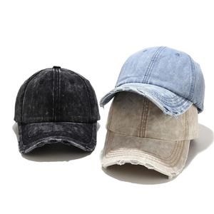 Berretto da baseball in denim lavato e vecchio Donna Uomo Soft Top Tesa curva con bordo rettificato Berretto da strada femminile Hip Hop Gorros Trucker Hat 240123