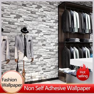 Wallpapers não tecido simulado rocha grão tijolo padrão papel de parede restaurante sala de estar decoração 3d
