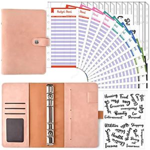 Binder Budget Planner Notebook Covers Folder A6 Size 6 Hole Pockets Plastic Zipper Money Saving Envelope