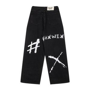Męskie dżinsy streetwear Y2K Hip Hop Graphic Print Vintage workowate czarne spodnie mężczyźni kobiety wysokie talia szerokie spodnie nogi Winter01 626 90