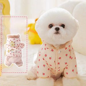 Hundkläder valp jumpsuit höst vinter katt mode tecknad hoodie husdjur varm tröja liten desinger bomullsplankläder poodle Yorkie