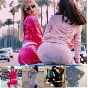 Fato de treino feminino duas peças calças Veet Suit Mulheres Set Track Suit Veet Manga Longa Preto Cinza Zíper Coture Sweatsuits Sporting Ternos Vermelhos Slim Casual Com Capuz