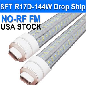 R17D Lâmpada de 8 pés, extremidade dupla, base HO giratória de lente transparente, luminárias fluorescentes de teto de substituição de LED de 270 graus e 4 linhas, T8 6000K branco frio, cobertura leitosa usastock