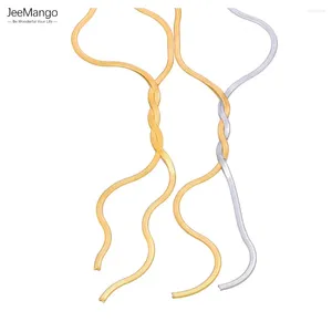 チェーンJeemangoミニマリストヘビチェーンTwine Knotted Pendant Necklace for Women Pvd Gold Glated Trendy Stainless Steel Jewelry JN23057