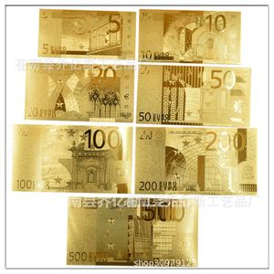 Inne zabawki 7 8pcs Notatki upamiętniające 24K Gold Plated Dollar Euro Fake Money Prezenty Kolekcja Antyczna banknot USD Zabawa walutowa 22111169QX