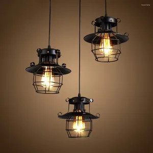 Lâmpadas pendentes pendurado iluminação vintage loft luzes de metal industrial luminárias gaiola nordic retro casa cozinha barra decoração