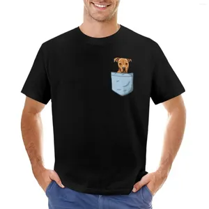 Herrpolos personalhund i blå pocket t-shirt koreanska mode tees överdimitioner män