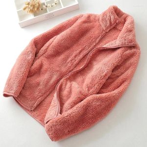 여자 모피 2024 겨울 여성 따뜻한 양털 재킷 가을 긴 소매 고품질 후드 코트 S-XXL