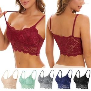 Bras Women Lace Top Comfortable Bralette Female Hollow Out Wireless Lingerie Seamless Bra Solid Color Sexy Underwear Vest