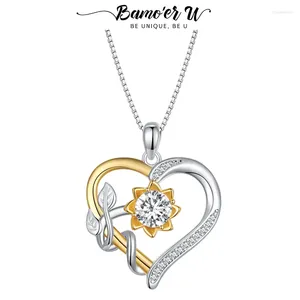 Ciondoli Bamoer U D Colore VVS1 EX 1.0CT Collana Moissanite Ciondolo cuore Catena dorata con fiori S925 Design originale Regalo di San Valentino