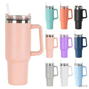 Thermos Bottiglia thermos con tazza di cannuccia Bicchiere termico con manico Tazza sottovuoto Bottiglia thermos Tazza da viaggio thermos da caffè in acciaio inossidabile