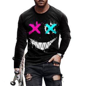 Funny XOXO Print Long Sleeve Tshirt Hip Hop Trend Harajuku Vintage Clothes Fashion Cotton Oneck Tops Oversized T Shirt For Men 240119