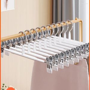 Hangers 5 Pcs Rack Clip Stainless Steel Trousers Wardrobe Anti-slip Clothespin Pants Clamp Clothes Hanger For Skirts