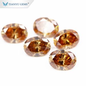 Драгоценные камни Tianyu Gems 5x7 мм Овальный бриллиант шампанского Муассанит 1 карат Свободный драгоценный камень GRA Синтетические бриллианты на заказ для женщин Кольцо Изящные ювелирные изделия