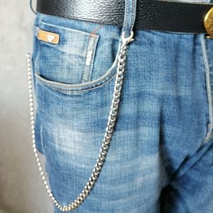 Mens Boys Stainless Steel Curb Link Wallet Chain Keychain Purse Trouser Chain 8mm 18-28INCH Silver