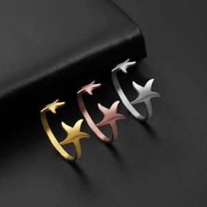 Lovely Moon Star 14k Yellow Gold Ring Women Girls Resizable Casual Finger Rings Anniversary Gift Jewelry Wholesale 2024