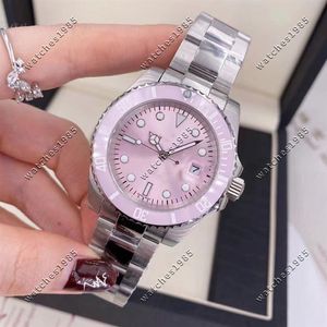 armbandsur 2813 Automatiska mekaniska klockor keramiska rosa stora fönsterkalender fällbara spänne safir glasstjärna affär hand285g