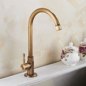 High Quality Brass Classic Gooseneck Single Lever 1-Hole Kitchen Sink Faucet Mixer Tap Bronze Brushed Finish221K