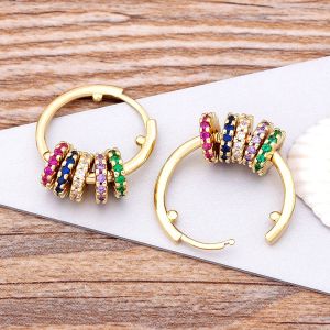 Bohemia Colorful Beads Dangle Earrings 14k Yellow Gold Cubic Zircon Ear Hole Hoop Drop Earrings For Women Best Party Wedding Jewelry Gift