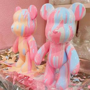 Action Toy Figures Fluid Vinyl Pigment Bear Figure DIY Graffiti Painting Violent Bear Anime Action Figures Figurine Creative Bearbrick Toys Gifts