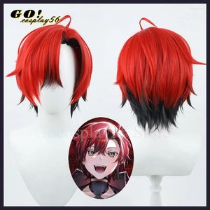 Party Supplies Machina X Flayon Cosplay Wig Holostars English TEMPUS YouTuber Black Red Short Hair Virtual Idol Role Play Vtuber Headwear