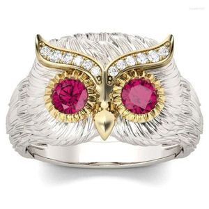 Cluster Rings Fashion Owl Sliver Color Ring unika designkristaller för kvinnor män Klassiska smycken Tillbehör gåva