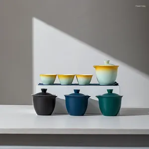 Conjuntos de chá ao ar livre portátil bule chinês conjunto com kit de viagem gongfu cerâmica potes copo