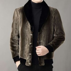 Designer Winter Mens Middle Aged Leather Clothes for Fathers with Plush and Thickened Mink Coat 99QV