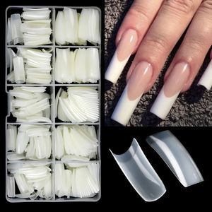 100500pcs False Nails Artificial Full Cover Fake Tips Acrylic Clear Natural Nail Capsules Soft Gel Tips French Nail Extension 240119
