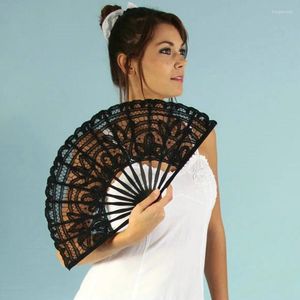 Dekorativa figurer Spanien Svart Leques Damer Folding Lace Hand Fans Wholesale Personlig bambu -fan av gammal bröllopsdekoration 1