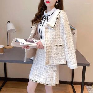 Two Piece Dress 2024 Autumn/Winter Arrival Small Fragrance Wind Suit Set For Women Size Elegant Ladylike Jacket Skirt Two-Piece