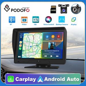 Podofo universal 7 ''rádio do carro reprodutor de vídeo multimídia autolink sem fio carplay android auto apple airplay para nissan toyota