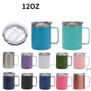 Tazze da caffè da 12 once Maniglia Tazza da ufficio Bottiglia d'acqua Stanless Bicchiere Tazza Isolamento termico Tazze di birra fredda Articoli e bevande 0207