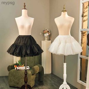 Skirts Womens 6 Layers Tulle Petticoat Lolita White Underskirt Puffy Fluffy Bubble Skirt Girl Tutu Skirts Crinoline Petticoat YQ240201