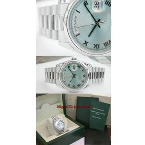 Certificado de caixa original Relógios masculinos casuais modernos DAY-DATE President 118206 Mens Glacier Roman Dial 36MM223t
