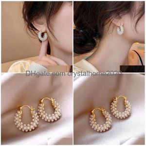 Hoop & Huggie Hoop Earrings U-Shaped Mti Row Pearl Light Niche Design High-End Temperament Autumn And Winter Unique Drop Delivery Jew Dhlqv
