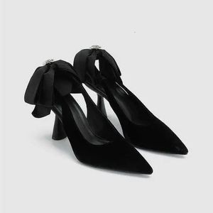 Bombas das mulheres sapatos elegante mulher sapatos de salto alto luxo vestido preto strass stiletto coreano sexy nu festa trendyol 240129