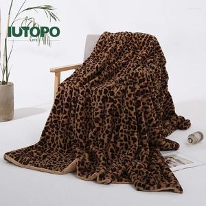 Одеяла кофе леопардовый принт детского одеяла кроличье мех хрустальный бархатный диван -крышка быстро
