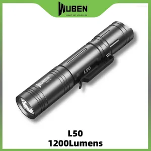 Lanternas Tochas Wuben L50 Lanterna 1200Lumens P9 LED USB Racarregável com 18650 Bateria Corpo de Alumínio Impermeável Spotlight Camping