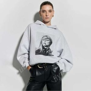 Дизайнер Harvey Hoodies Женщины серого флисового свитера с капюшоном Bing Print Print Hotly Pellover AB Brand Women Hoodie 1007