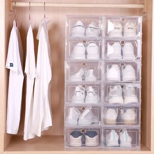 Set da 6 pezzi Custodia per scarpe in plastica pieghevole Custodia per cassetti trasparente addensata Scatole per scarpe in plastica Scatola impilabile Organizer per scarpeShoebox 240130