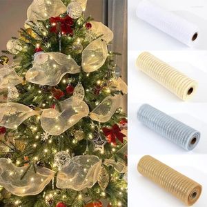 Christmas Decorations 26cm 10 Yards Tree Mesh Tulle Roll Fabric Pendant Merry Decor For Home 2024 Gifts DIY Craft Cristmas Navidad