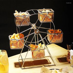 Plates Rotatable Snack Rack Nuggets Basket Food Display Stand Big Wheel Cupcake For Party Wedding Decor Birthday Cookies