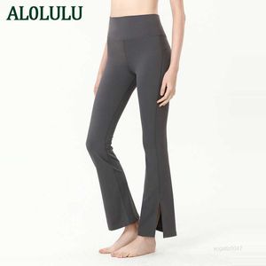 Pantaloni da yoga da donna AL0LULU a vita alta con sollevamento dei fianchi pantaloni slim a campana divisa UZHA FMDL