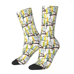 Men's Socks Budgie Pattern Watercolour Parrot Bird Male Mens Women Autumn Stockings Printed