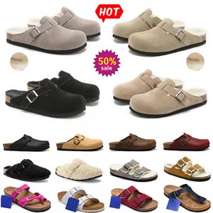 BirkinStocks Boston Atogs Slippers Designer Sandals Arizona Slides Men Men Lemys Flops Stock Sliders Fur Cowhide Outdoor Shoe Birkin Stocks Shoes 36-45